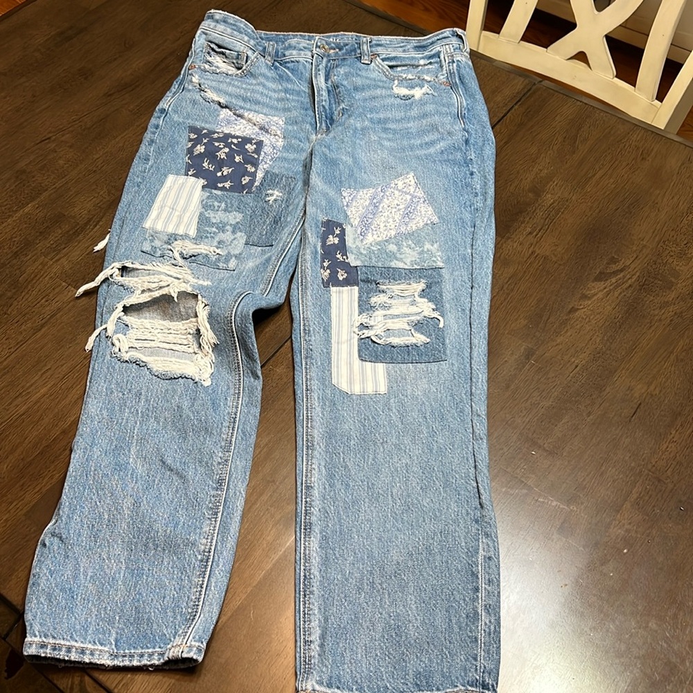 American Eagle Ripped patchwork jeans